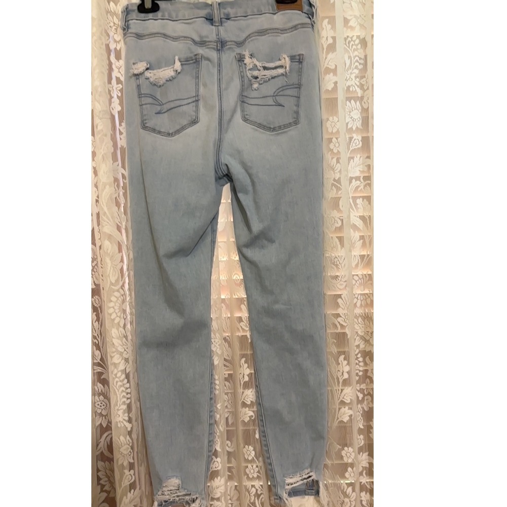 American Eagle Curvy Hi-Rise Jegging Ripped Distressed Jeans Size 10‎ 27" Waist - Picture 11 of 11